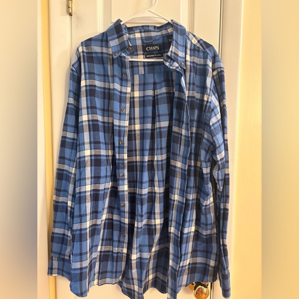 Chaps Blue Plaid Button-Up Flannel Shirt